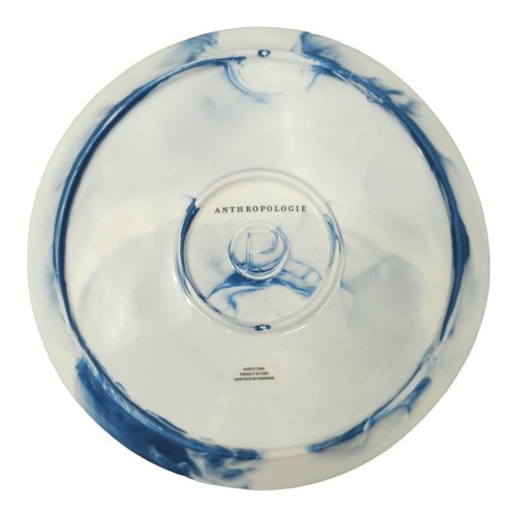 Anthropologie Strata 8 3/8" Salad Plate Gold Rim Blue Marble Design Ceramic - Picture 2 of 9